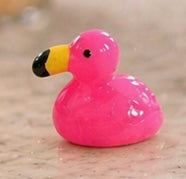 Flamingo Mini-Entchen Set (5 Stück) – Selbstklebend mit Klebepad | 1,5 cm Micro Ducks im Organza Säckchen