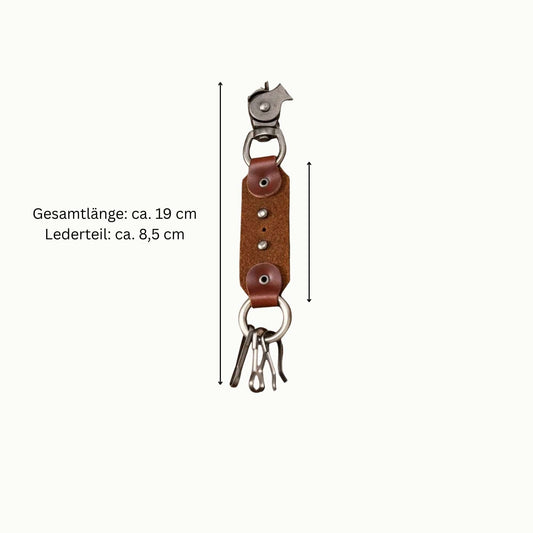 Schlüsselanhänger Echtleder – Totenkopf-Design mit Karabiner