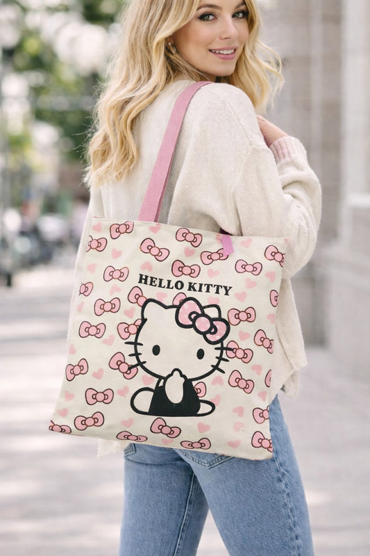 Kawaii Katzen Shopper Tasche mit rosa Schleifen