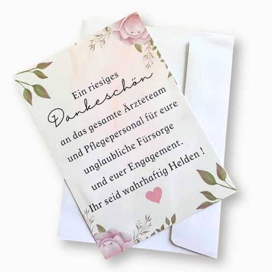 Dankeskarte für Ärzte & Pflegepersonal – Ein riesiges Dankeschön