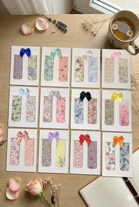 Magnetische Lesezeichen Blumen 2er Set – Geschenkbox mit Schleife