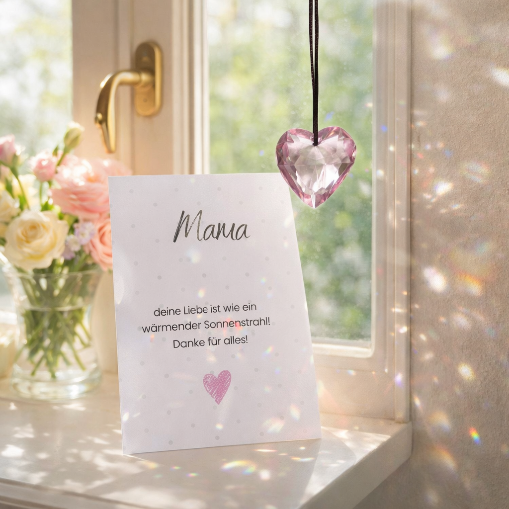 Sonnenfänger Herz rosa – Mama mit Karte