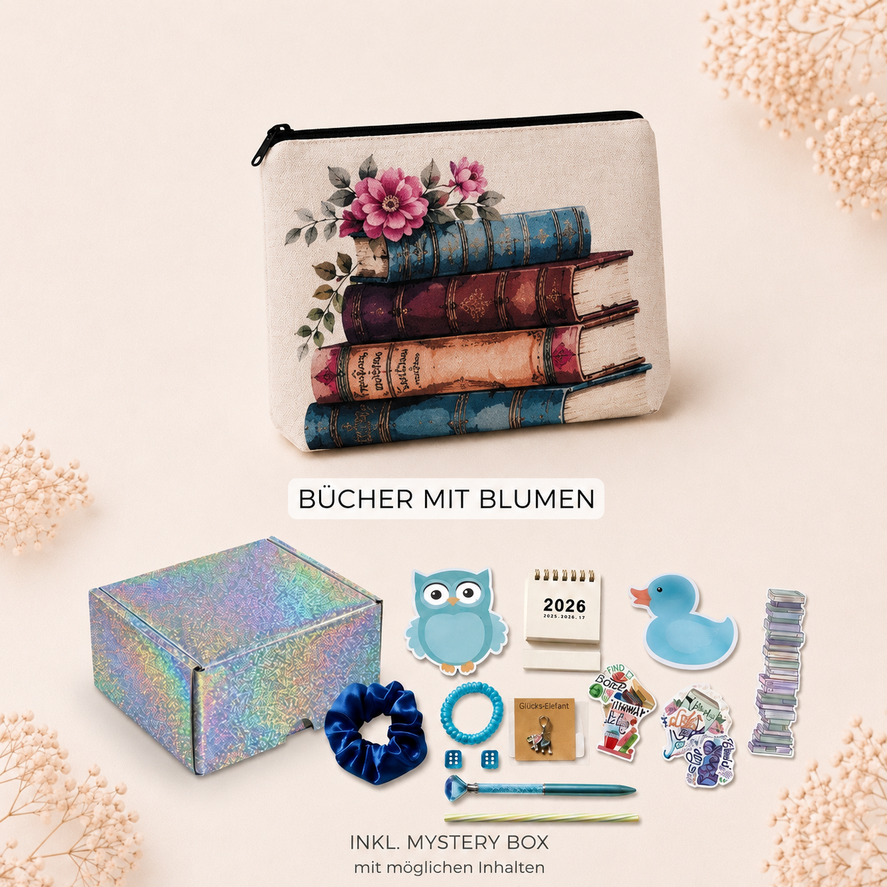 Bücherliebe Allzwecktäschchen aus Baumwolle – mit oder ohne Mystery Box