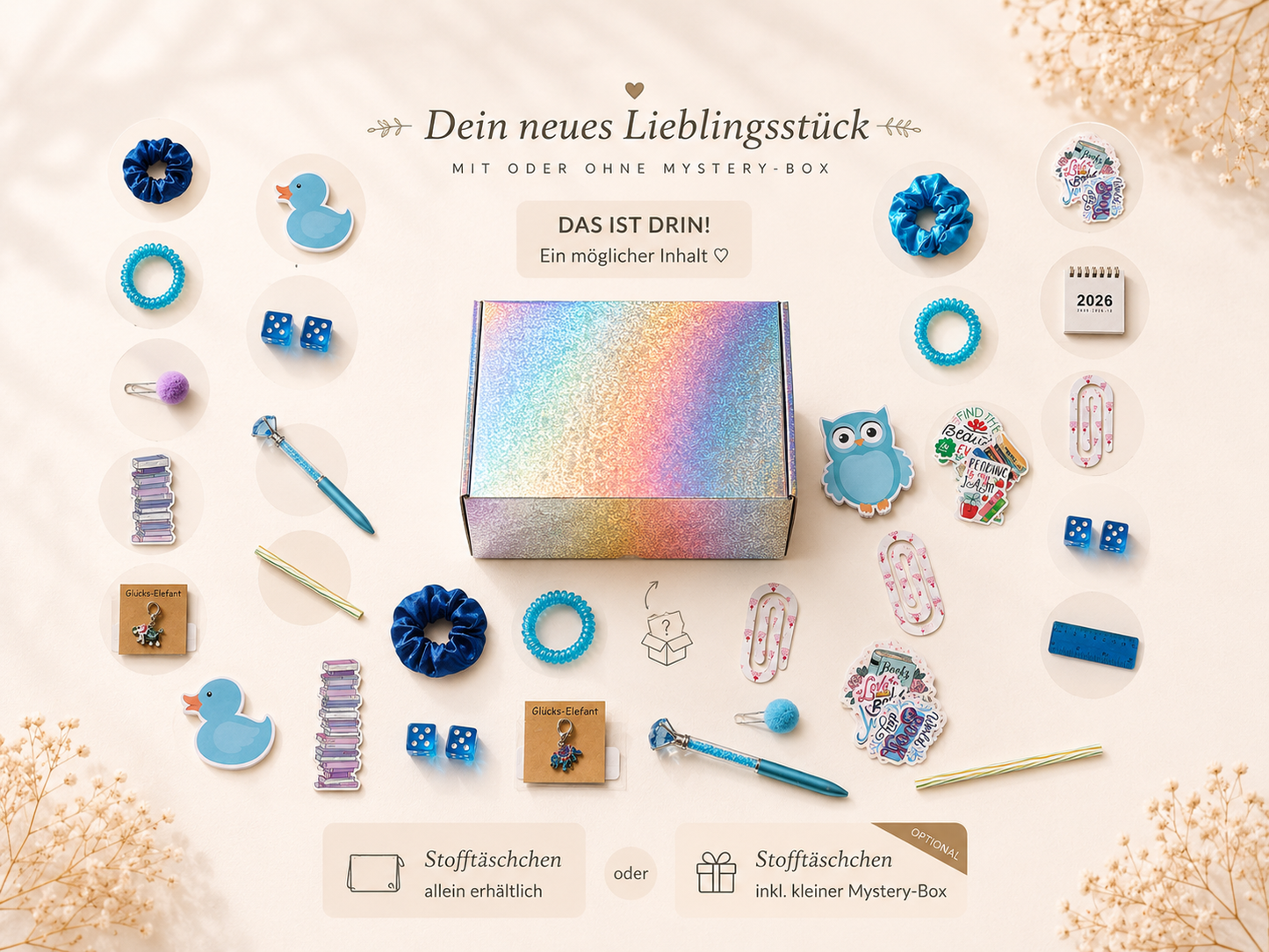 Bücherliebe Allzwecktäschchen aus Baumwolle – mit oder ohne Mystery Box