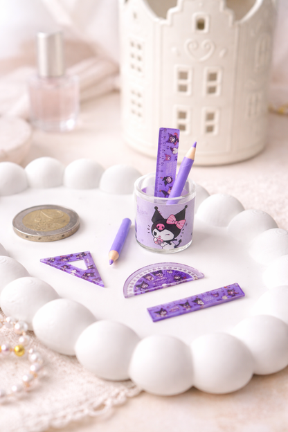 Mini Kawaii Büro Schreibset – 6-teilig im Becher | 3 Farben | ca. 1 cm Miniatur