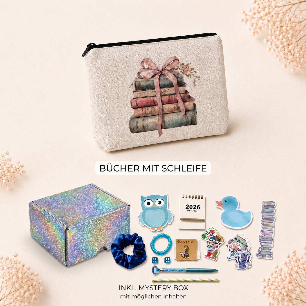 Bücherliebe Allzwecktäschchen aus Baumwolle – mit oder ohne Mystery Box