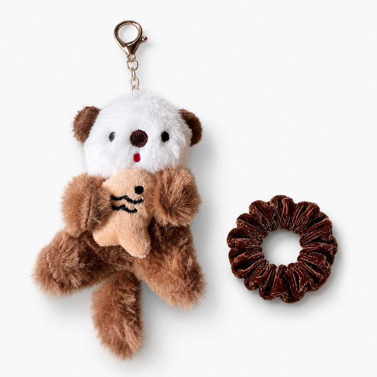 Otter Schlüsselanhänger & Samt-Scrunchie Geschenkset – 3 Farbvarianten | Geschenkfertig verpackt
