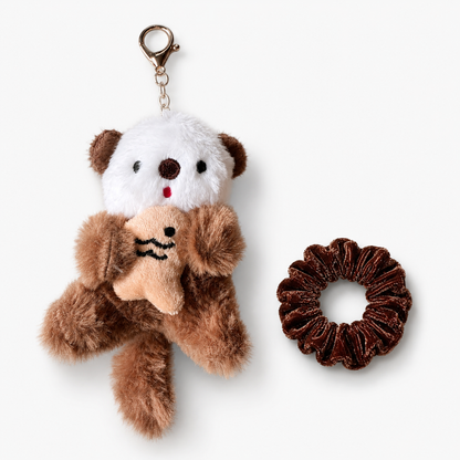 Otter Schlüsselanhänger & Samt-Scrunchie Geschenkset – 3 Farbvarianten | Geschenkfertig verpackt