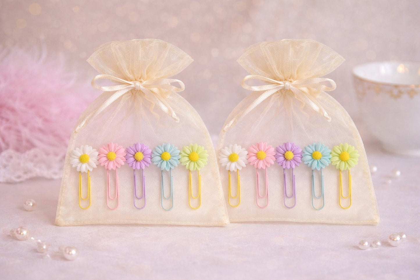 Blumen Büroklammern 5er Set – Frühling