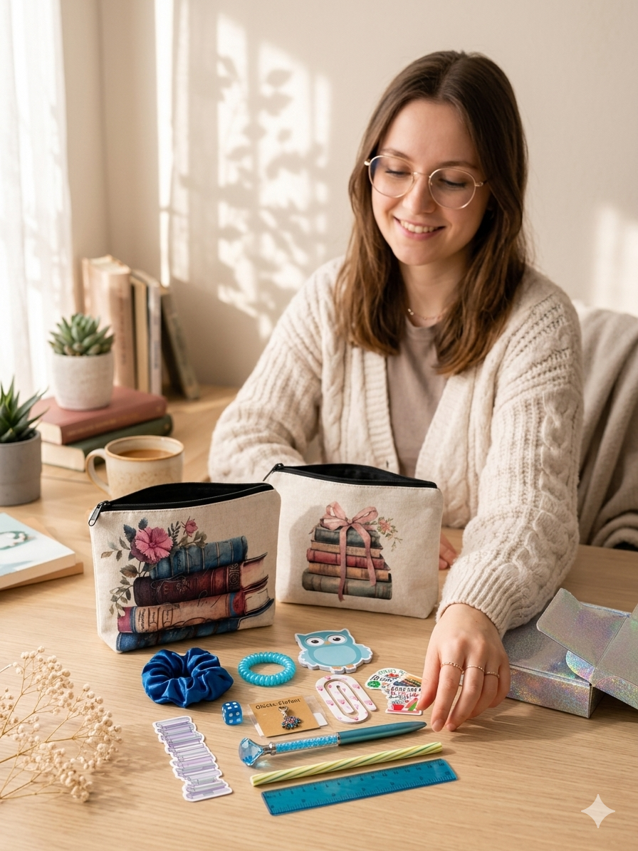 Bücherliebe Allzwecktäschchen aus Baumwolle – mit oder ohne Mystery Box