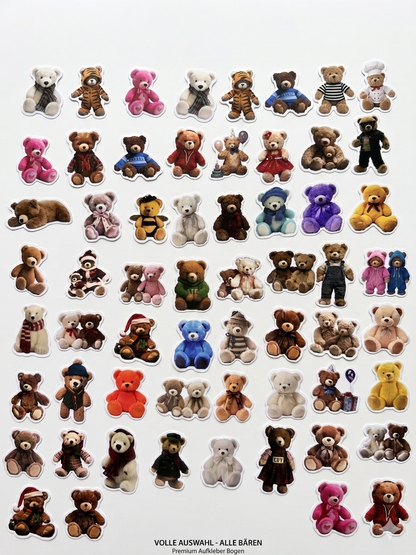 Niedliches Teddy Bären Sticker Set (12 Stück) im Organza Säckchen