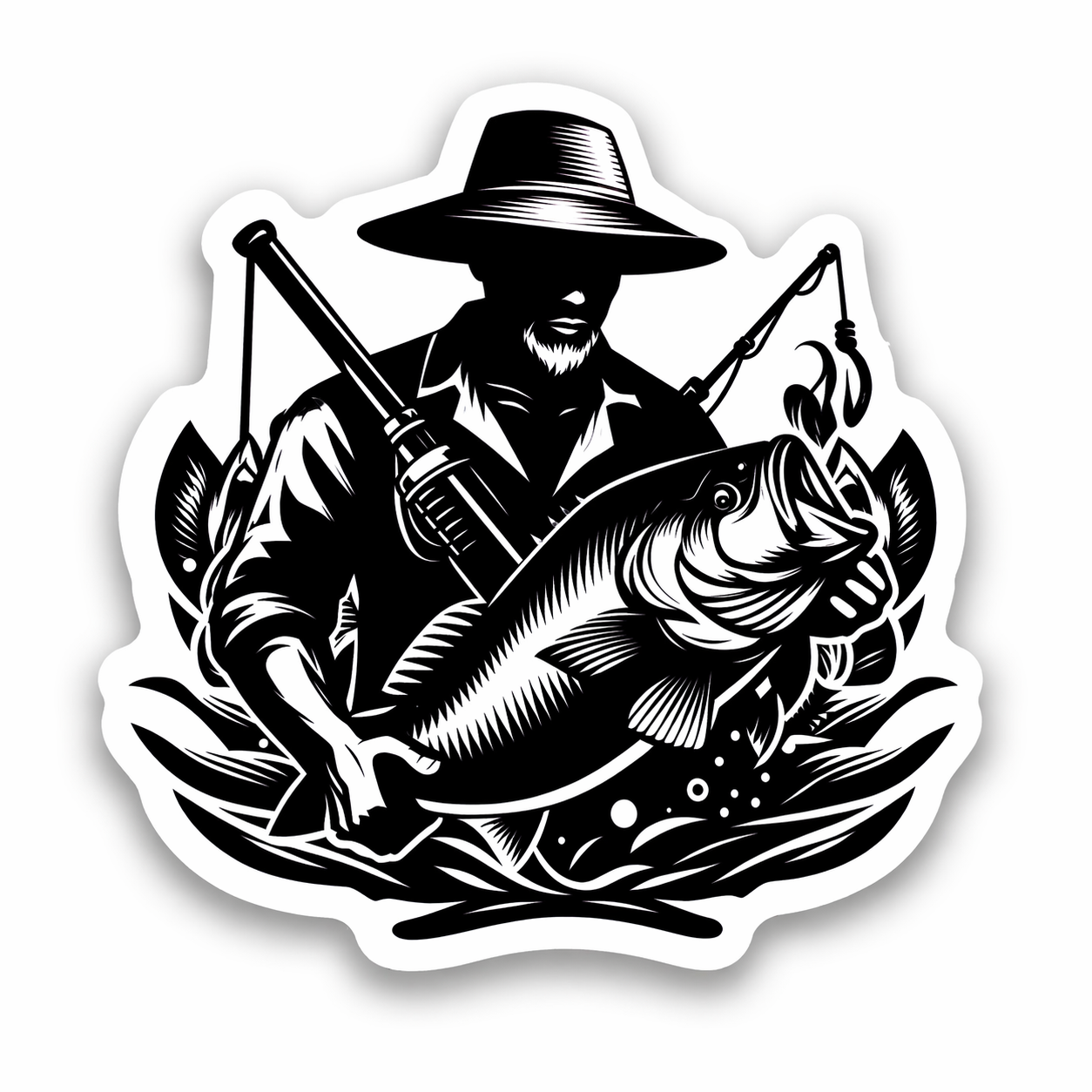 Fishing Sticker Mystery Set – 10 hochwertige Angel-Sticker (glänzend, ca. 4–5 cm)