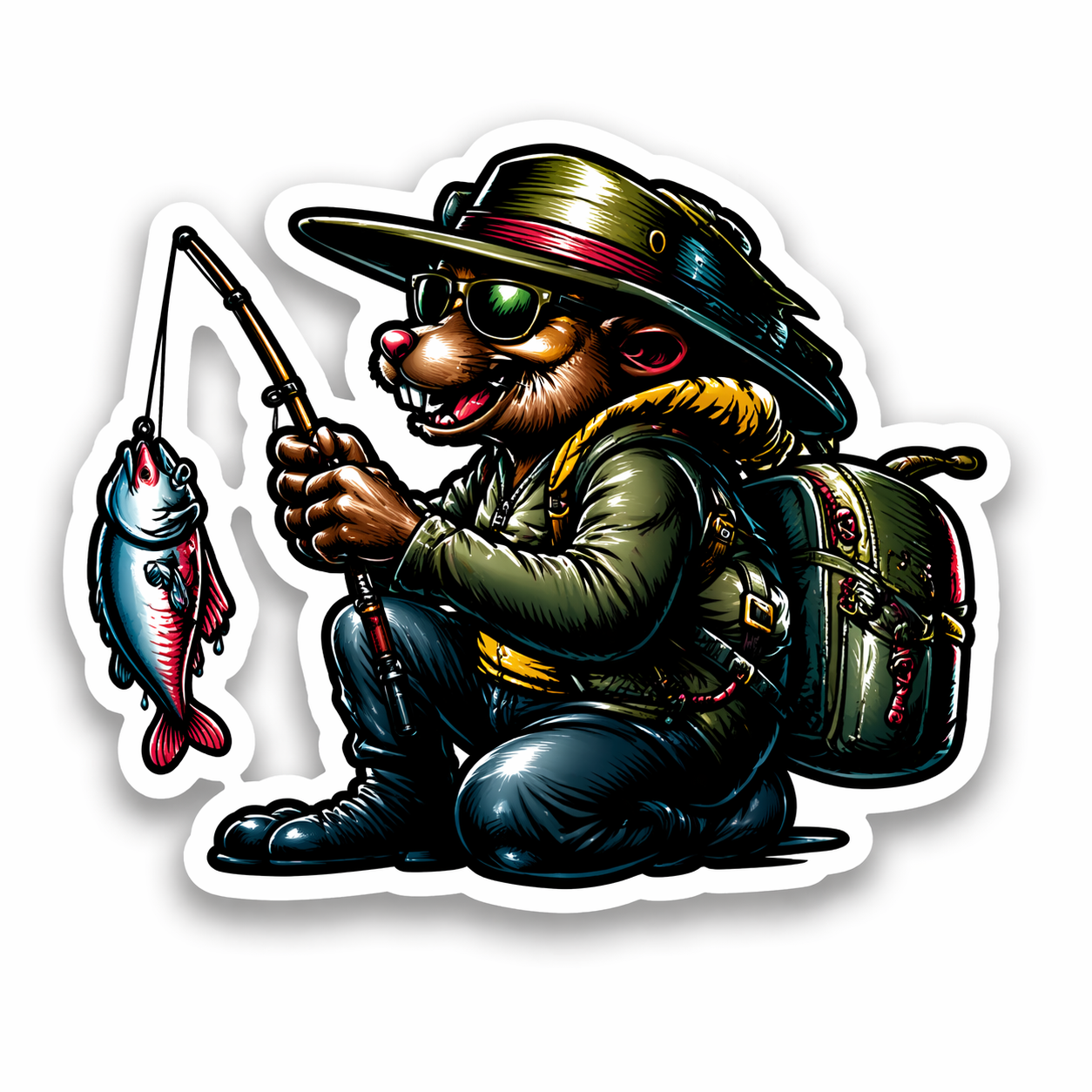 Fishing Sticker Mystery Set – 10 hochwertige Angel-Sticker (glänzend, ca. 4–5 cm)