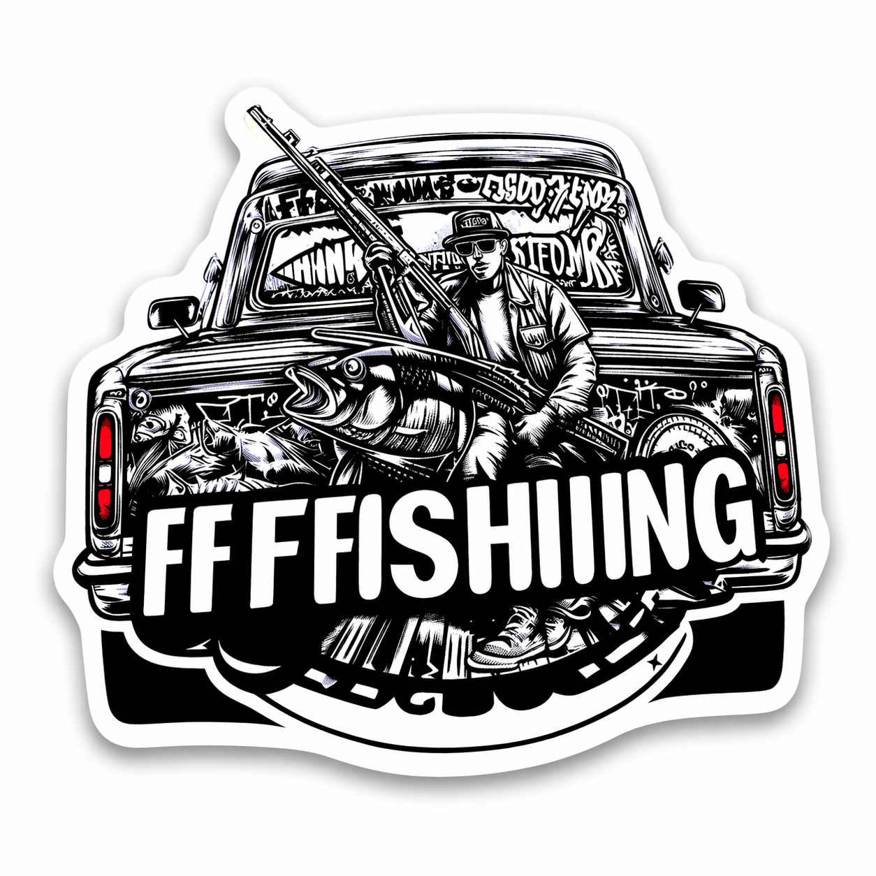 Fishing Sticker Mystery Set – 10 hochwertige Angel-Sticker (glänzend, ca. 4–5 cm)