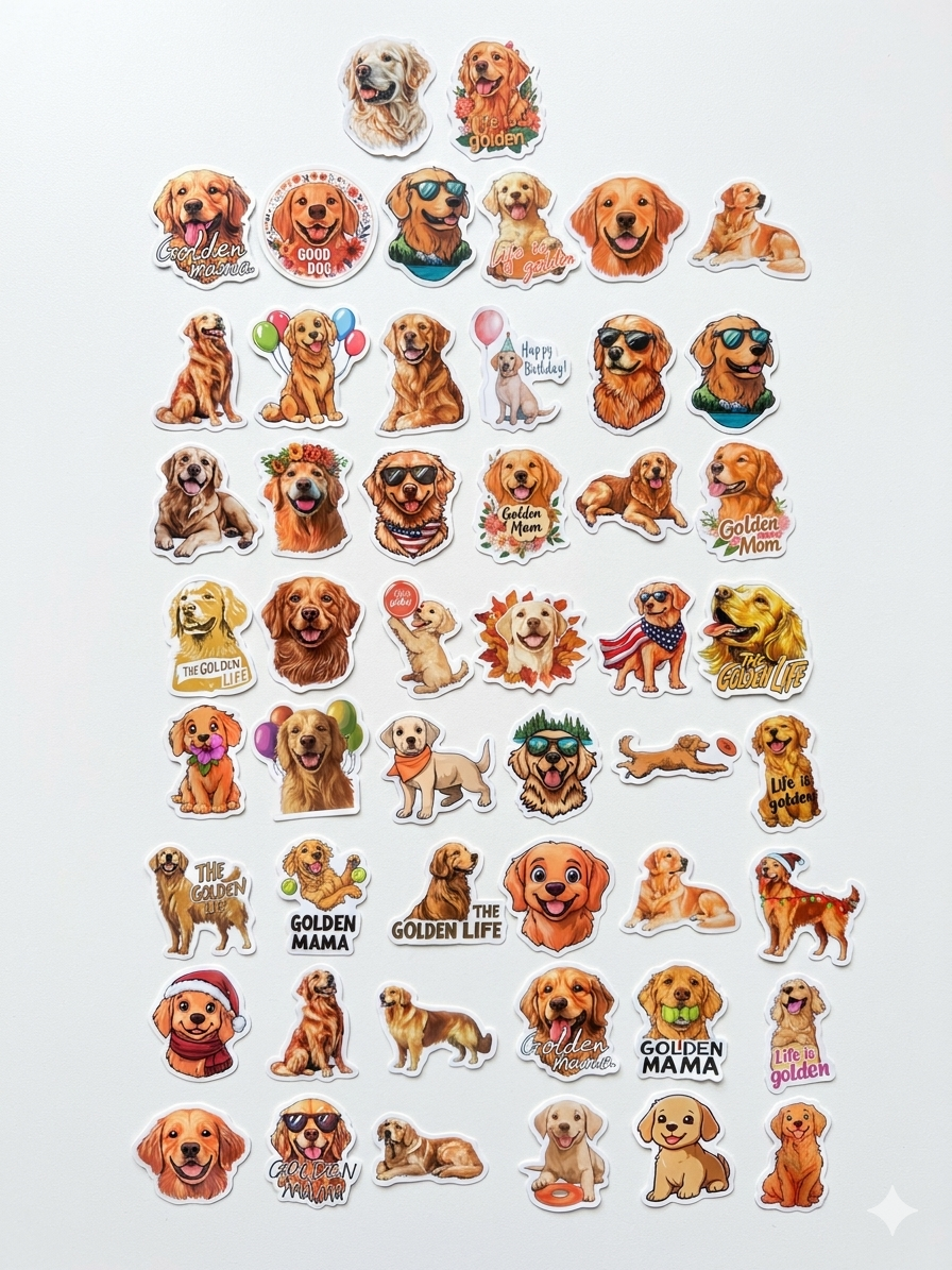 Golden Retriever Sticker Set – 10 liebevolle Motive