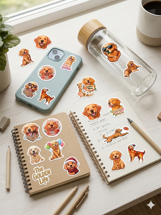 Golden Retriever Sticker Set – 10 liebevolle Motive