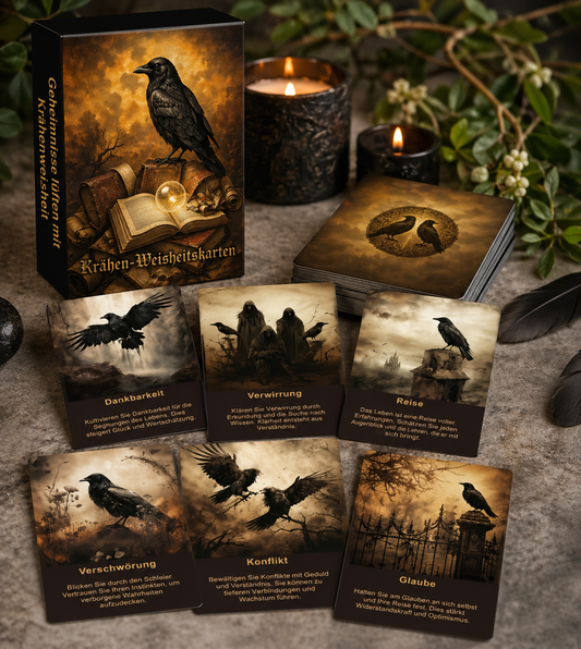 Krähen Weisheitskarten Set – 50 spirituelle Orakelkarten