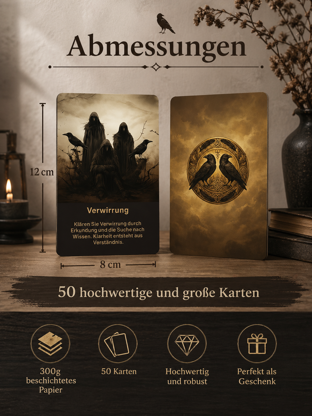 Krähen Weisheitskarten Set – 50 spirituelle Orakelkarten