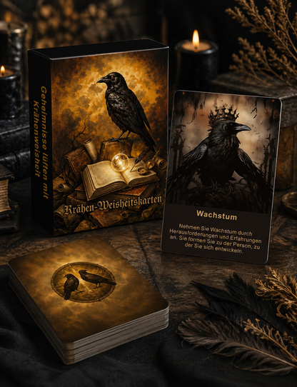 Krähen Weisheitskarten Set – 50 spirituelle Orakelkarten