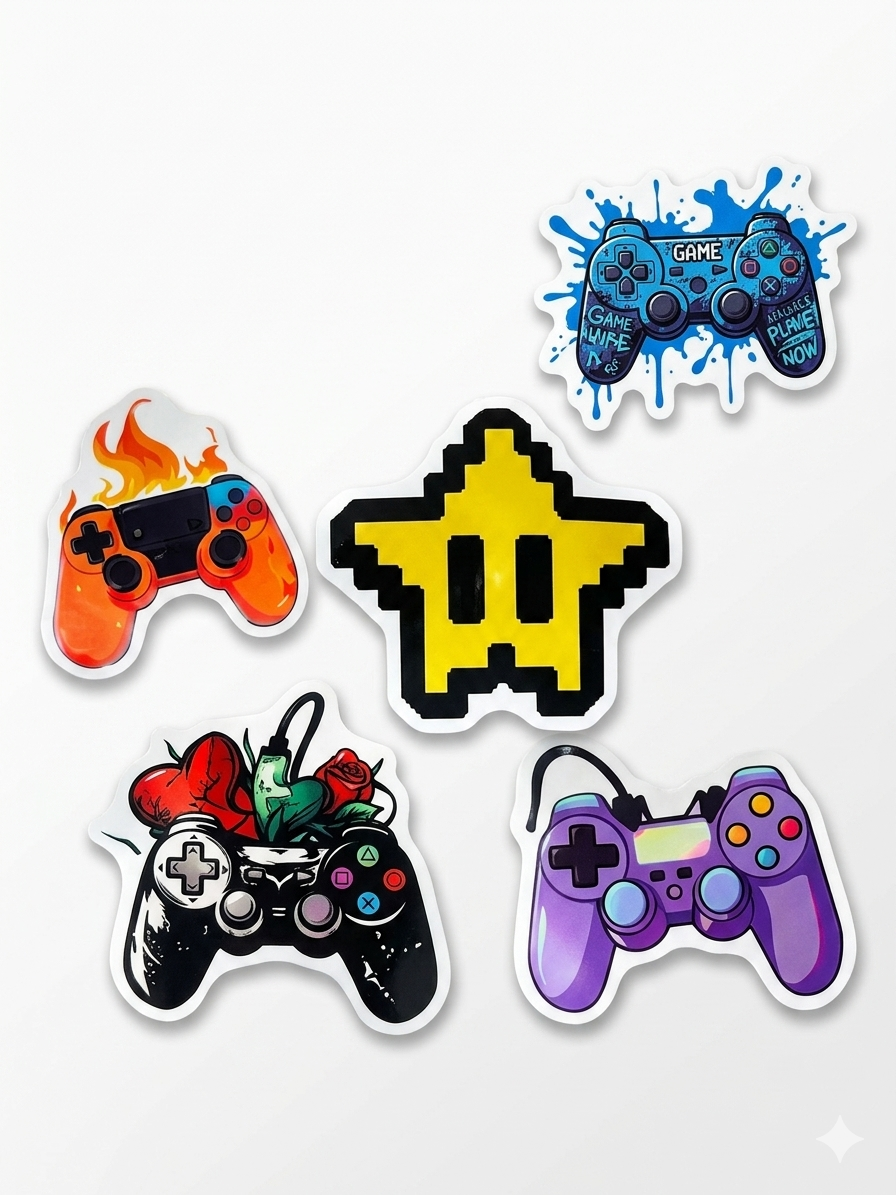 Gaming Sticker Mystery Pack – 10er Set | Retro & Kawaii Controller Aufkleber
