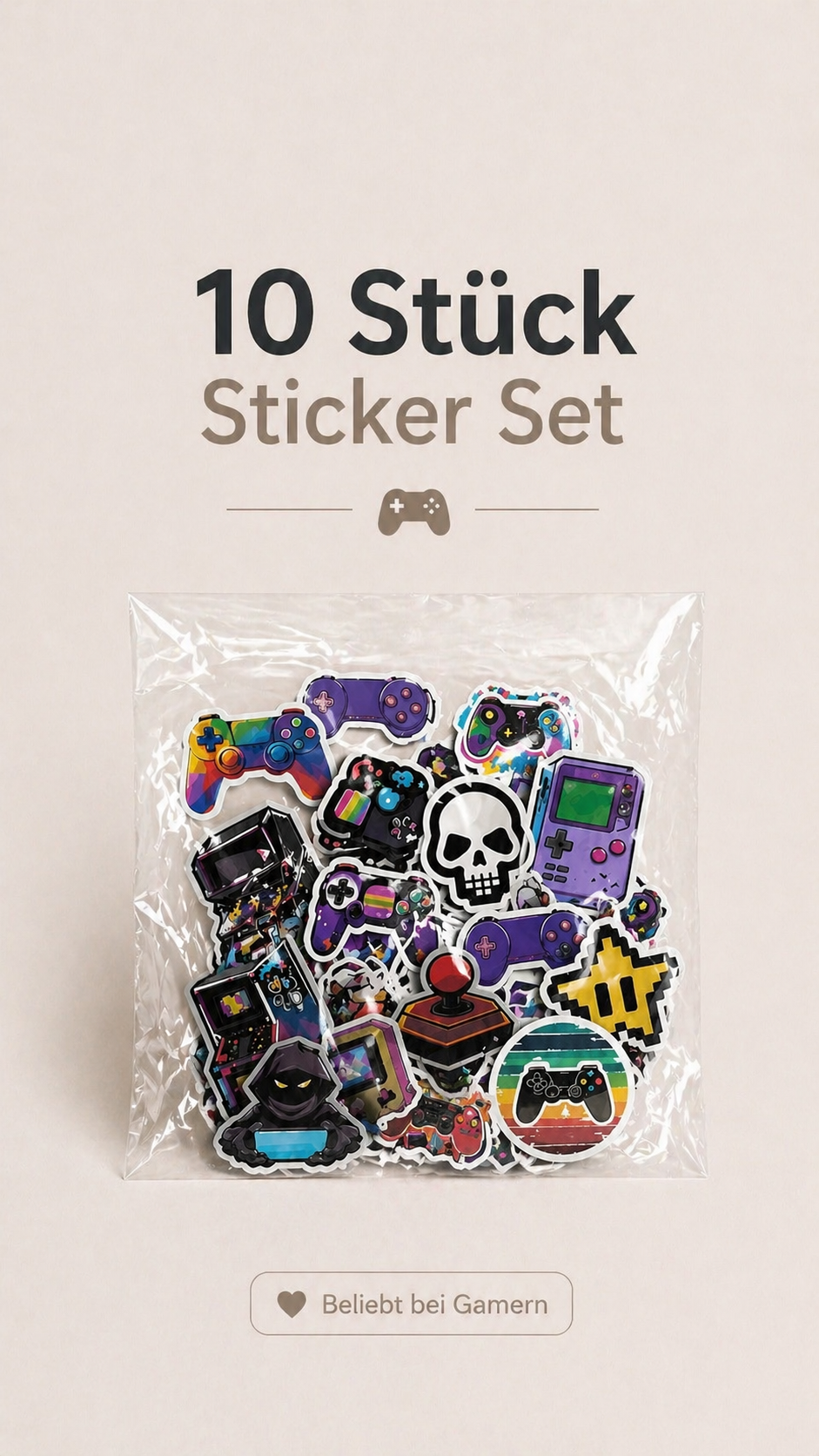 Gaming Sticker Mystery Pack – 10er Set | Retro & Kawaii Controller Aufkleber