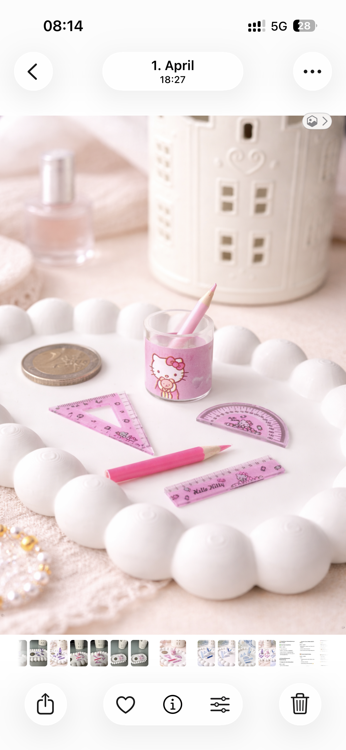Mini Kawaii Büro Schreibset – 6-teilig im Becher | 3 Farben | ca. 1 cm Miniatur