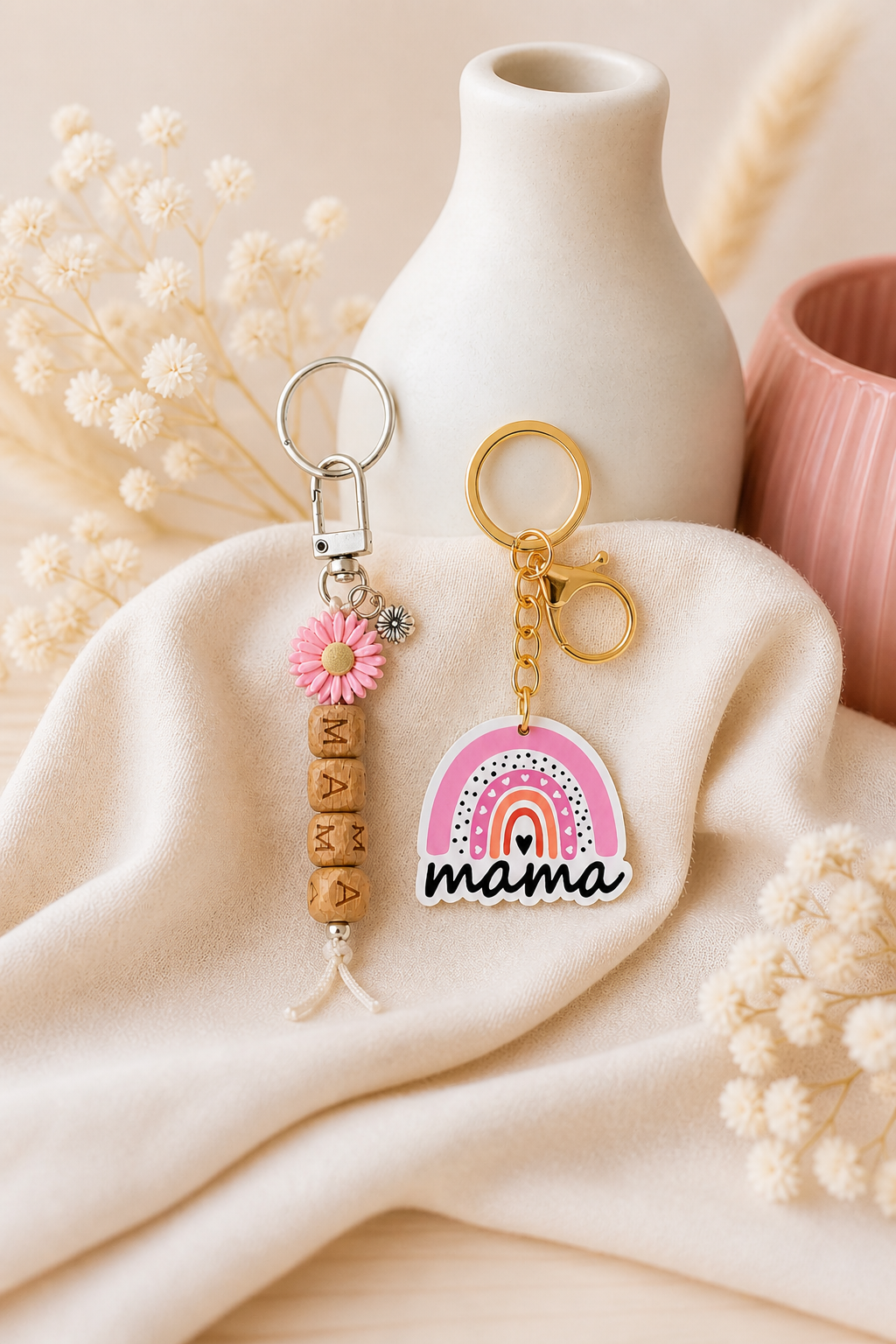 Mama Schlüsselanhänger – Blumen oder Regenbogen Anhänger Geschenkidee