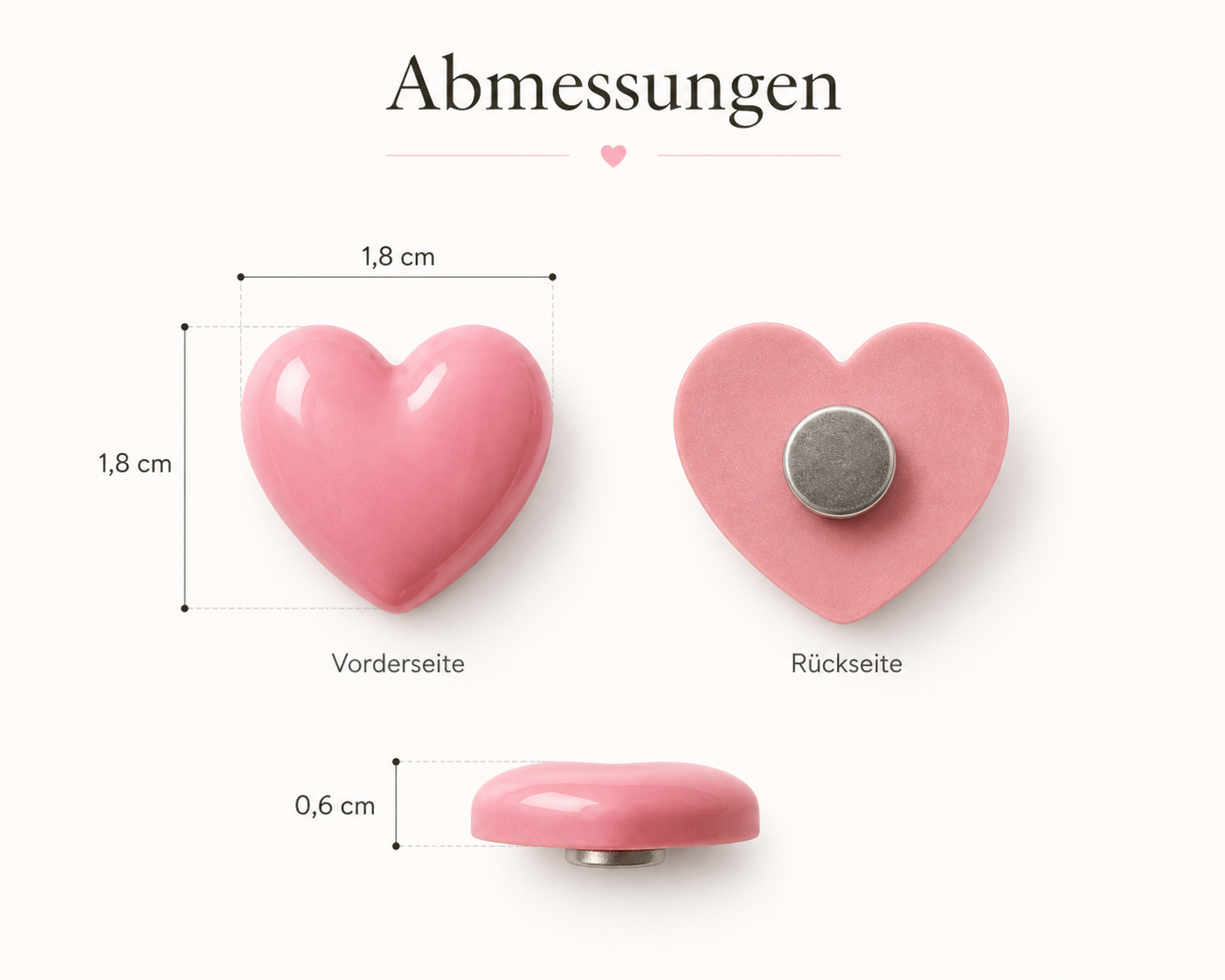 Herz Minimagnete im Schoko-Style – 6 Stück – rosa oder braun – 1,8 cm
