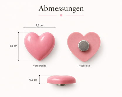 Herz Minimagnete im Schoko-Style – 6 Stück – rosa oder braun – 1,8 cm