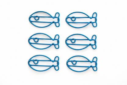 Design Büroklammern Fisch Blau – 6 Stück - geschenkfertig