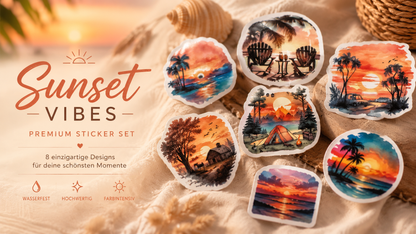 Sunset Sticker Set – 8 Stück traumhafte Sunset-Motive