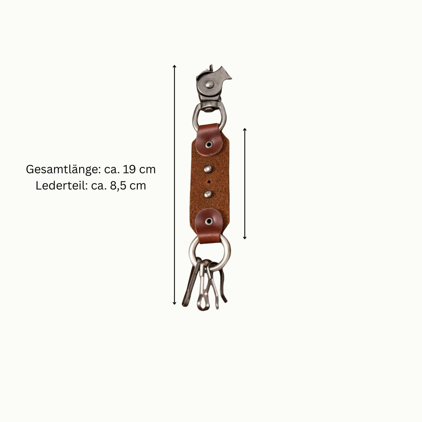 Schlüsselanhänger Echtleder – Totenkopf-Design mit Karabiner