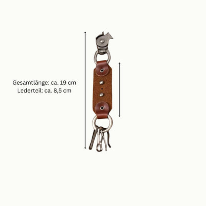 Schlüsselanhänger Echtleder – Totenkopf-Design mit Karabiner