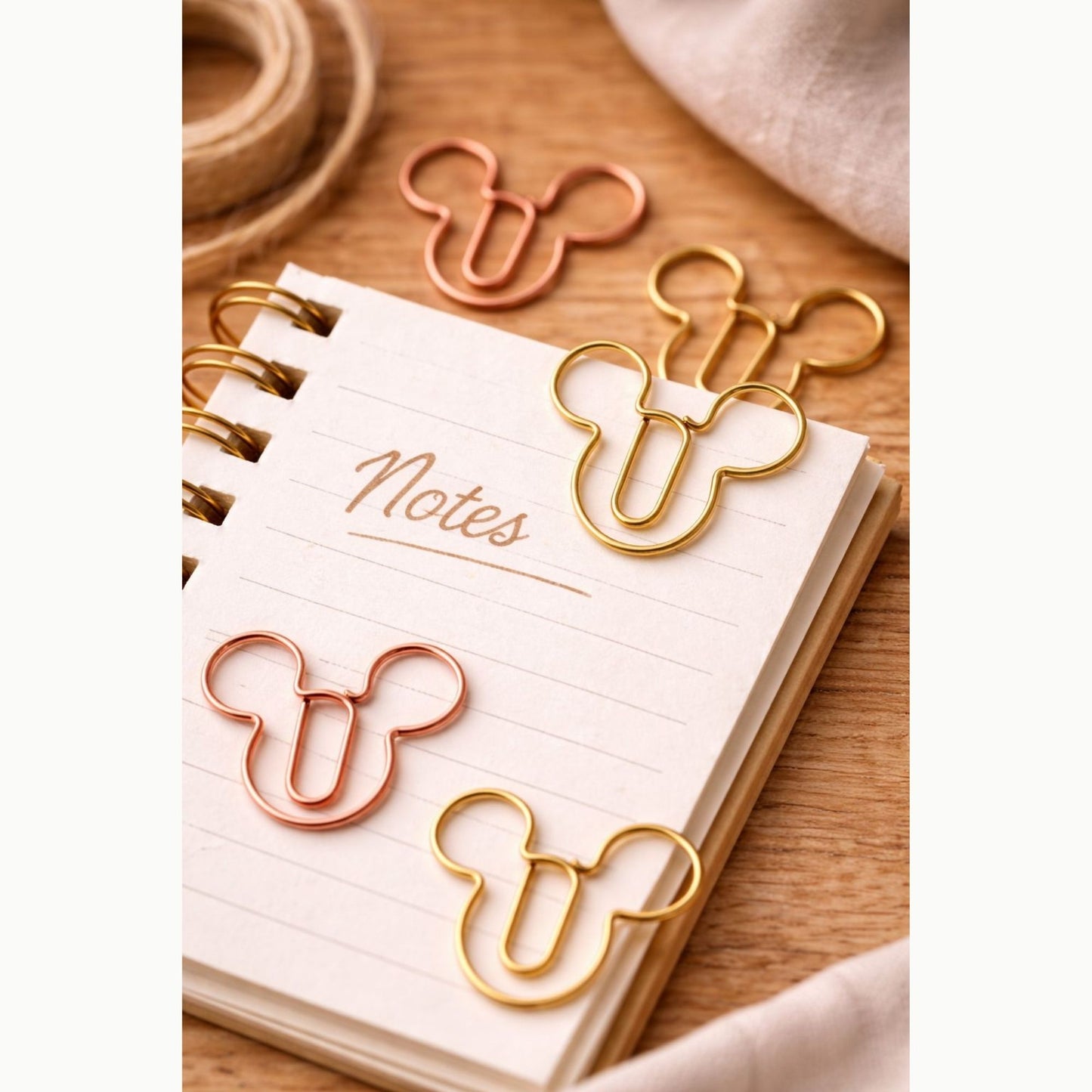 Maus Büroklammern Set 6 Stück Gold & Rosé – Büroklammern Cartoon Design Geschenk