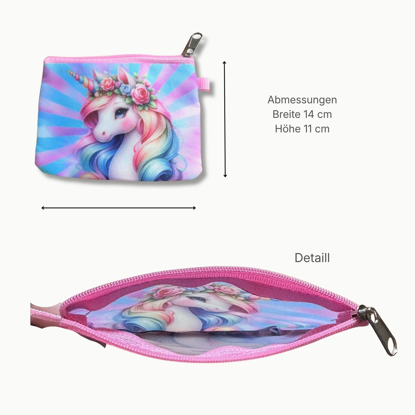 Einhorn Täschchen mit Reißverschluss