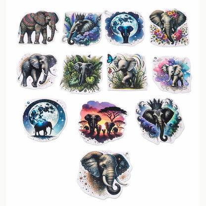 🐘 Elefanten Sticker Set – 12 einzigartige Designs