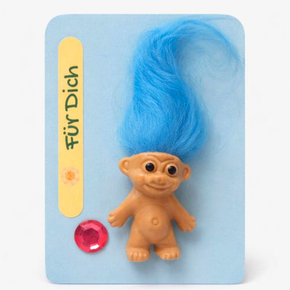 Glückstroll mit Strass Stein – Talisman Geschenk Glücksbringer Farben Energie Troll Figur