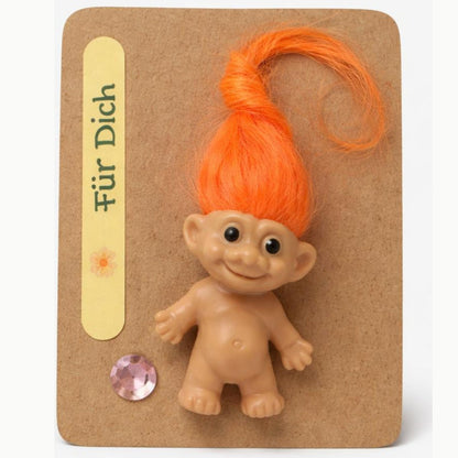 Glückstroll mit Strass Stein – Talisman Geschenk Glücksbringer Farben Energie Troll Figur