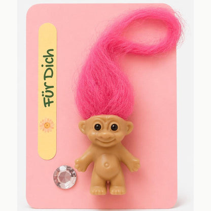 Glückstroll mit Strass Stein – Talisman Geschenk Glücksbringer Farben Energie Troll Figur
