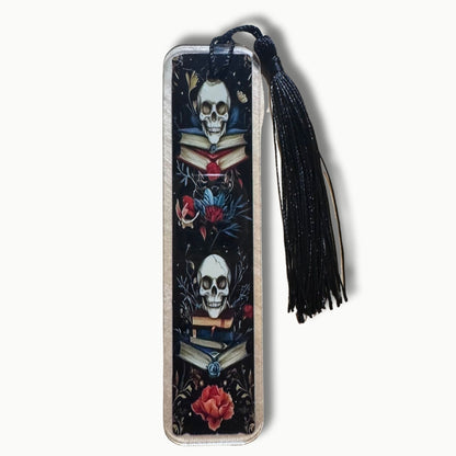 Gothic Lesezeichen mit Quaste – Totenkopf Design