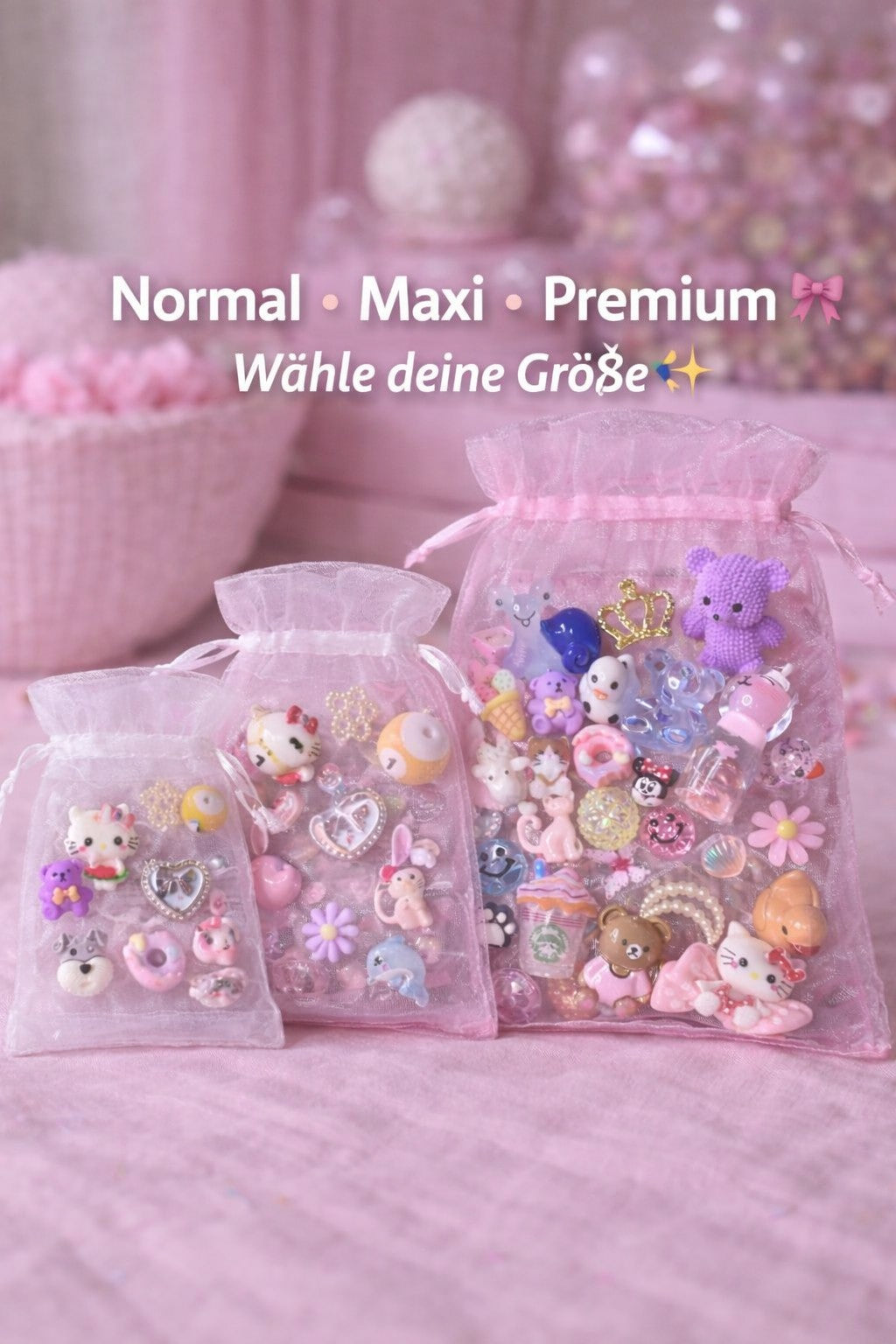 Mystery Mini Charm Säckchen ✨ | Kawaii Überraschung (3 Größen: Normal, Maxi, Premium)