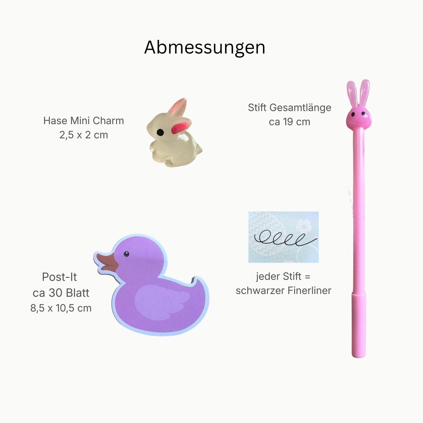 Oster Geschenkset Hase – Stift, Post-it, Mini Häschen & Scrunchie im Cellophansäckchen