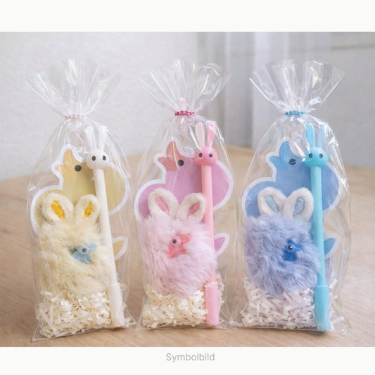Oster Geschenkset Hase – Stift, Post-it, Mini Häschen & Scrunchie im Cellophansäckchen