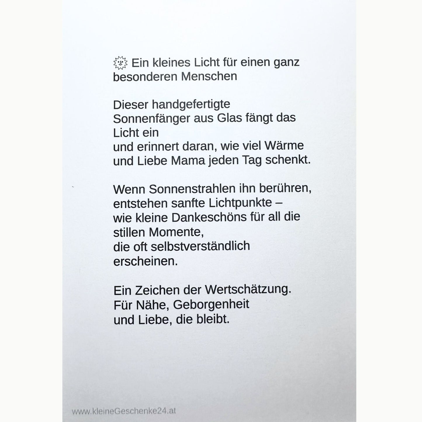 Sonnenfänger Herz rosa – Mama mit Karte