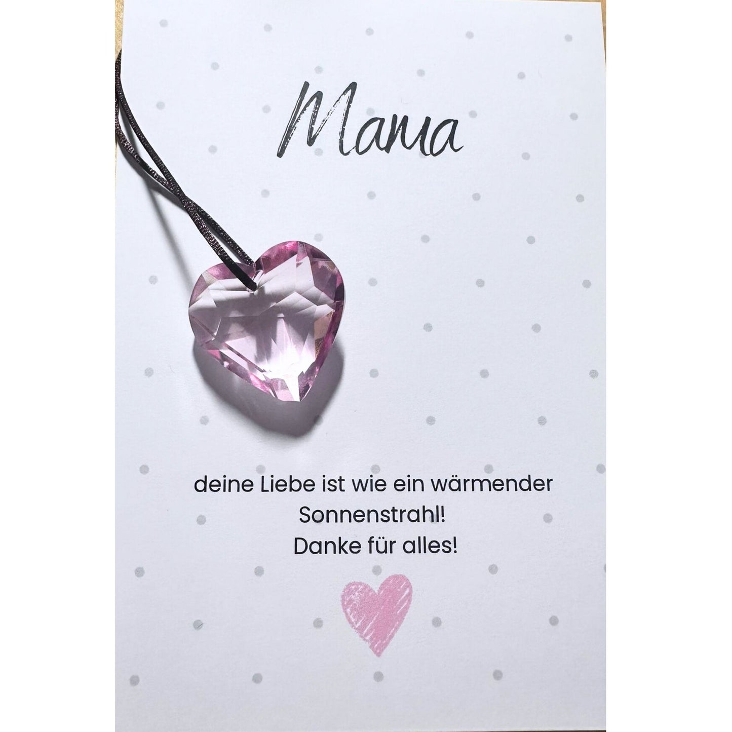 Sonnenfänger Herz rosa – Mama mit Karte