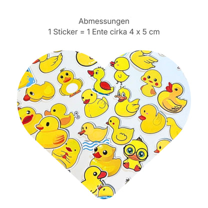 Entchen Sticker Set – 12 süße Enten Sticker im Organza Säckchen