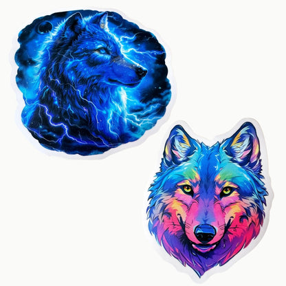 🐺 Wolf Sticker Set – 12 starke Designs im schwarzen Organzasäckchen