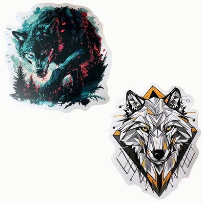 🐺 Wolf Sticker Set – 12 starke Designs im schwarzen Organzasäckchen